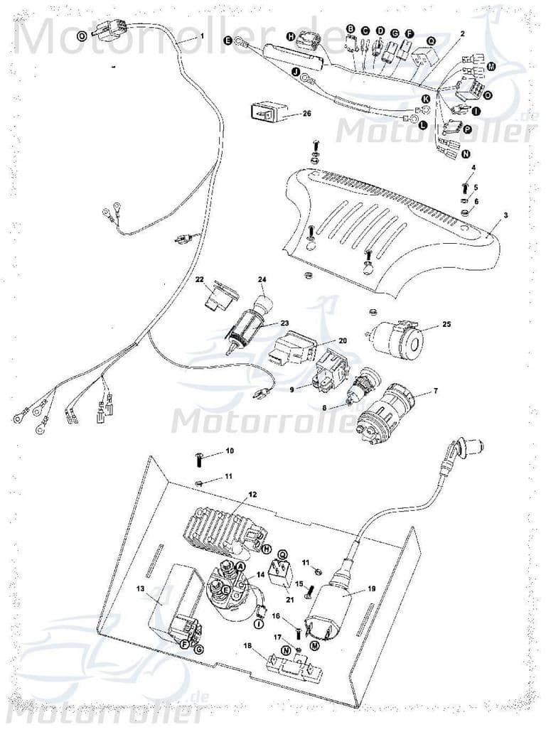 Kabelbaum Rücklicht Tongjian Stromverteiler 150ccm 4Takt Motorroller.de Kabelbaumverteiler Kabelsatz Kabel-Baum 150ccm-4Takt Buggy Ersatzteil Service