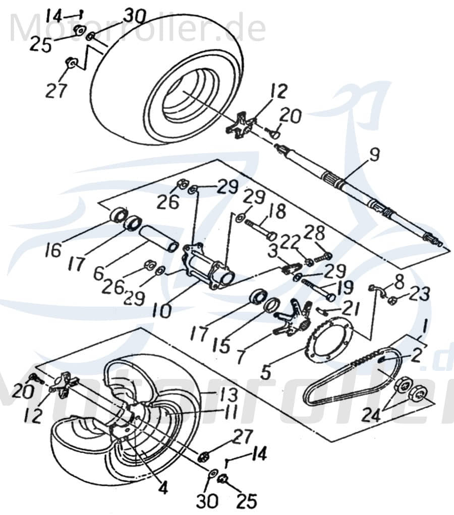 DURO Quadreifen hinten AT 21x10/8 30F E11 Yamaha 200ccm 4Takt Motorroller.de TUBLESS 255/65-8 ATVReifen BuggyReifen UTVReifen Offroad Geländerefen