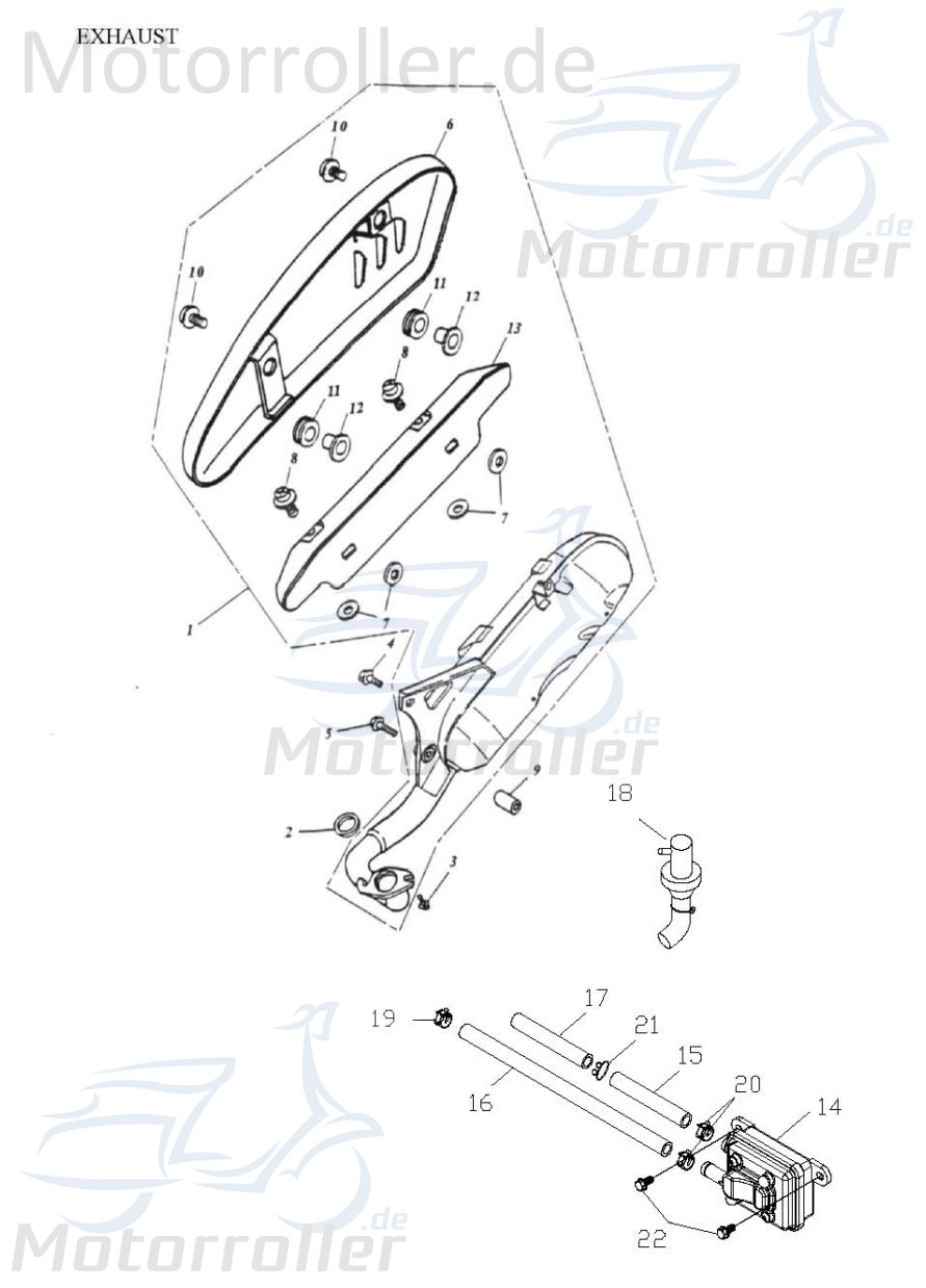 Adly Auslassschlauch Ausgangsschlauch links 50ccm 2Takt Motorroller.de 125ccm 4Takt Scooter Super Sonic 50 Ersatzteil Service Inpektion Direktimport