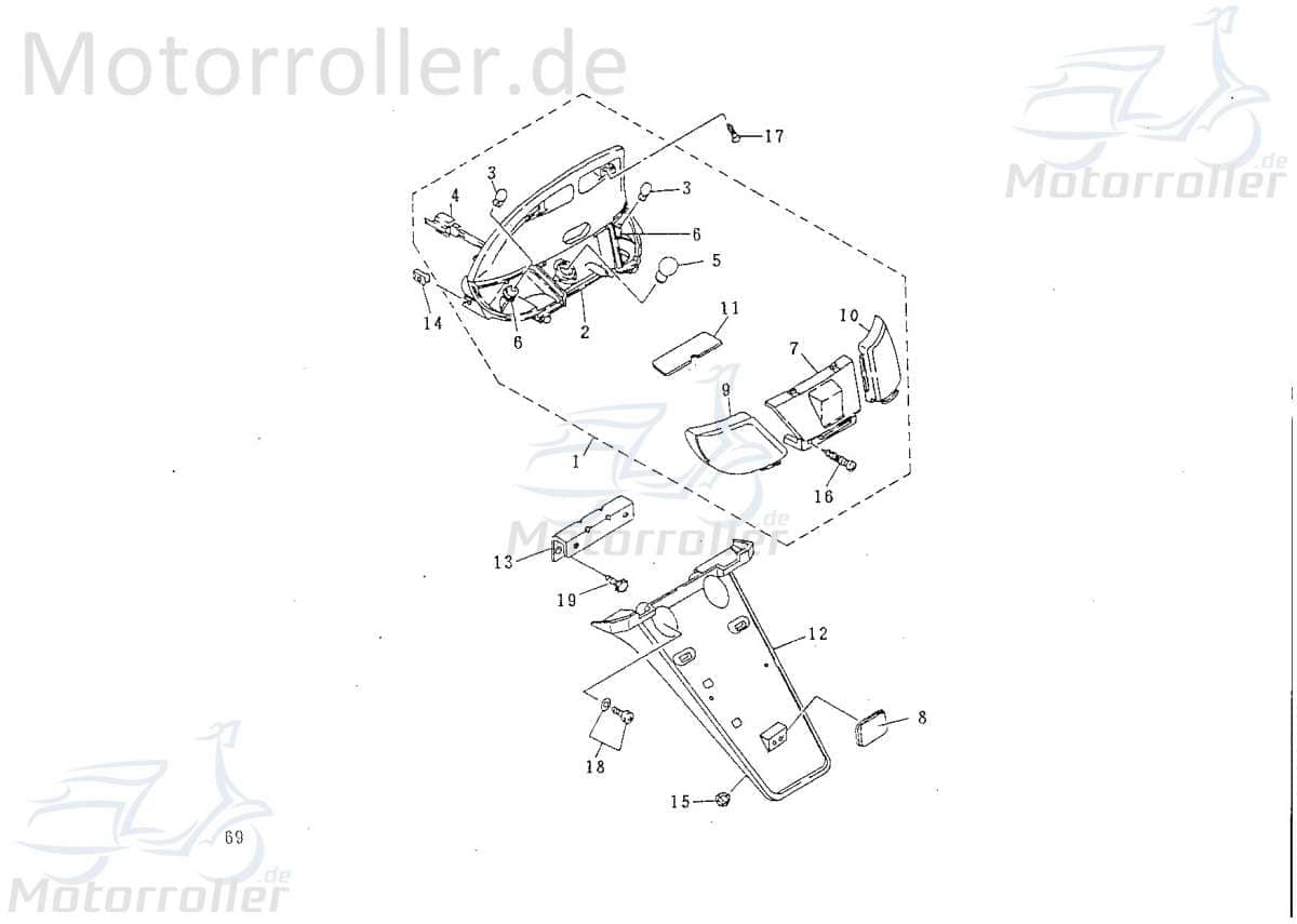 SMC Kontra B 50 Halter Befestigung 50ccm 2Takt 55756-NAF-00 Motorroller.de Halterung Haltebügel Halteblech Halte-Blech Halte-Bügel Minarelli liegend