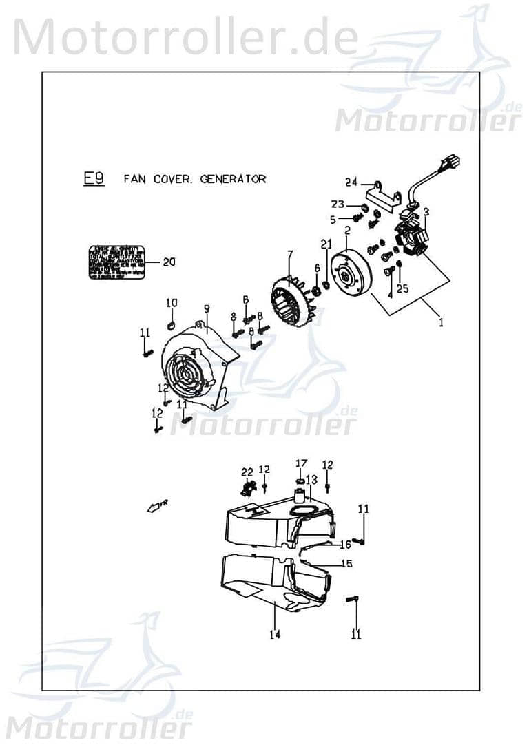 PGO Bugrider 150 Polrad Schwungrad 150ccm 4Takt C5221011000 Motorroller.de Polradglocke Schwungscheibe Statorscheibe Schwung-Scheibe Polrad-Glocke