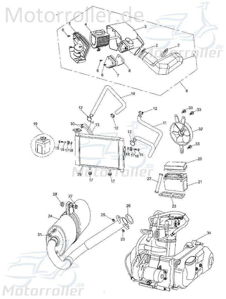 Buchse Kühler Tongjian Strassenbuggy 250 Sport 250ccm 4Takt Motorroller.de Hülse Distanzhülse Lagerbuchse Distanz-Hülse Distanzbuchse Passhülse