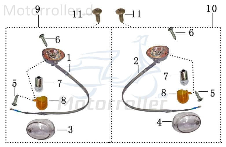 Blinker vorn rechts klarglas AGM Fighter 50 One 50ccm 2Takt Motorroller.de Signalleuchte Blinklicht Blinkleuchte Fahrtrichtungsanzeiger Blinkleuchten