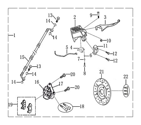 Rex E-Rex Bremsanlage Bremse komplett 50ccm elektro 702473 Motorroller.de Bremseinheit Bremsenset Kolbenbremse 50ccm-elektro Elektroroller Jonway