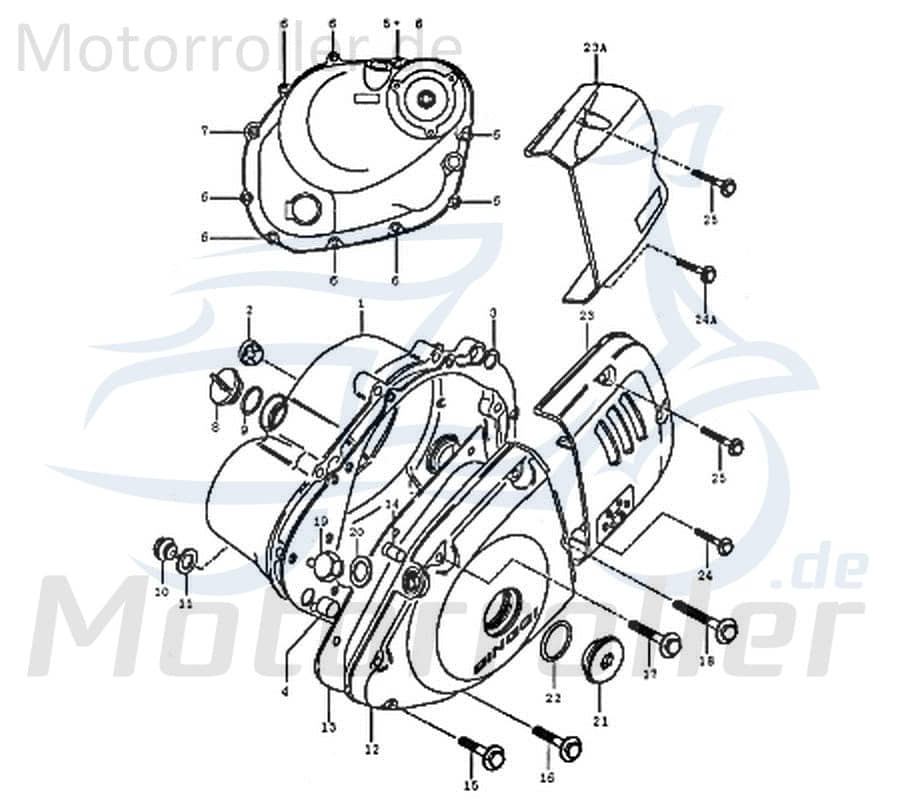 Kreidler DICE CR 125 Kupplungsdeckel Kupplungsabdeckung 780304 Motorroller.de Abdeckung-Kupplung Deckel-Kupplung Scooter Ersatzteil Service Inpektion