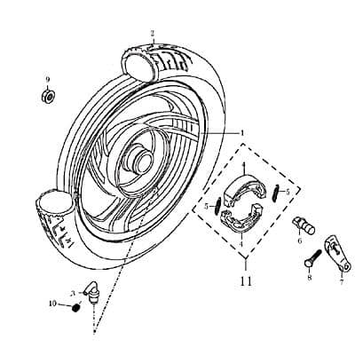 Hinterradfelge 2.15x10 Trommelbremse Motorroller Rex 86459