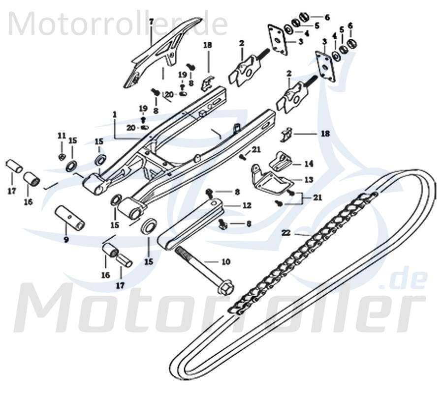 CPI SX 50 Supercross Hinterradschwinge 50ccm 2Takt 206-12Y2-001 Motorroller.de Hinterradaufhängung Hinterradträger Hinterradhalterung Hinterradwippe