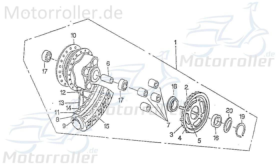 SMC Chopper 125 Zentrierhülse Hinterrad 125ccm 4Takt 93530-566507 Motorroller.de Scooter Ersatzteil Service Inpektion Direktimport