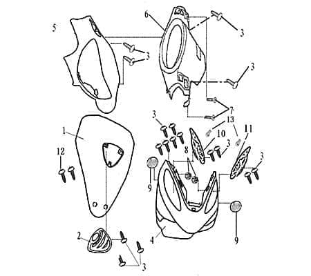 Lenkerabdeckung hinten Frontverkleidung schwarz 700401