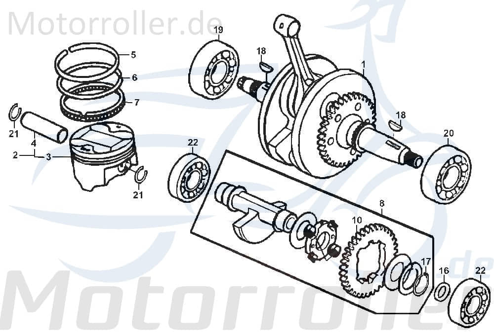 Sicherung Kolbenbolzen Daelim Roadwin 125 125ccm S4601-15000 Motorroller.de Sicherungsring Sicherungsclip Kolbenbolzensicherung 152QMI Motorrad