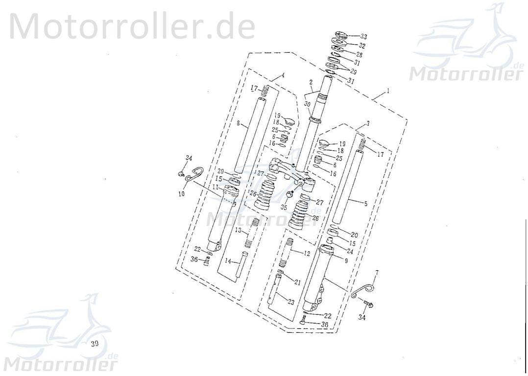 SMC Kontra B 50 Gabelbrücke vorn 50ccm 2Takt 42100-NAF-00 Motorroller.de Telegabel Gabel-Brücke Vorderrad-Gabel Joch Vorderradgabel Lenkgabel Scooter