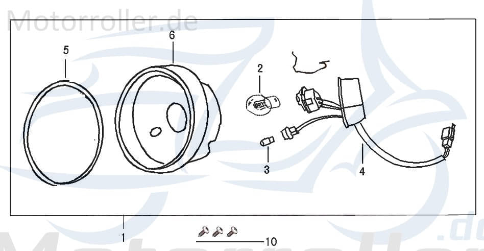 Luxxon Emily 50 Scheinwerfer 33100-ALA6-9000 Motorroller.de Frontscheinwerfer Hauptscheinwerfer Front-Scheinwerfer Vorderlicht Frontlicht