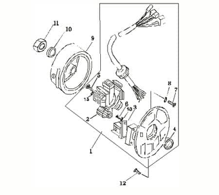 Polrad rechter Kurbelwellenstumpf 14mm Rex Roller 50ccm 2Takt Motorroller.de Polradglocke Schwungscheibe Schwungrad Statorscheibe Schwung-Scheibe