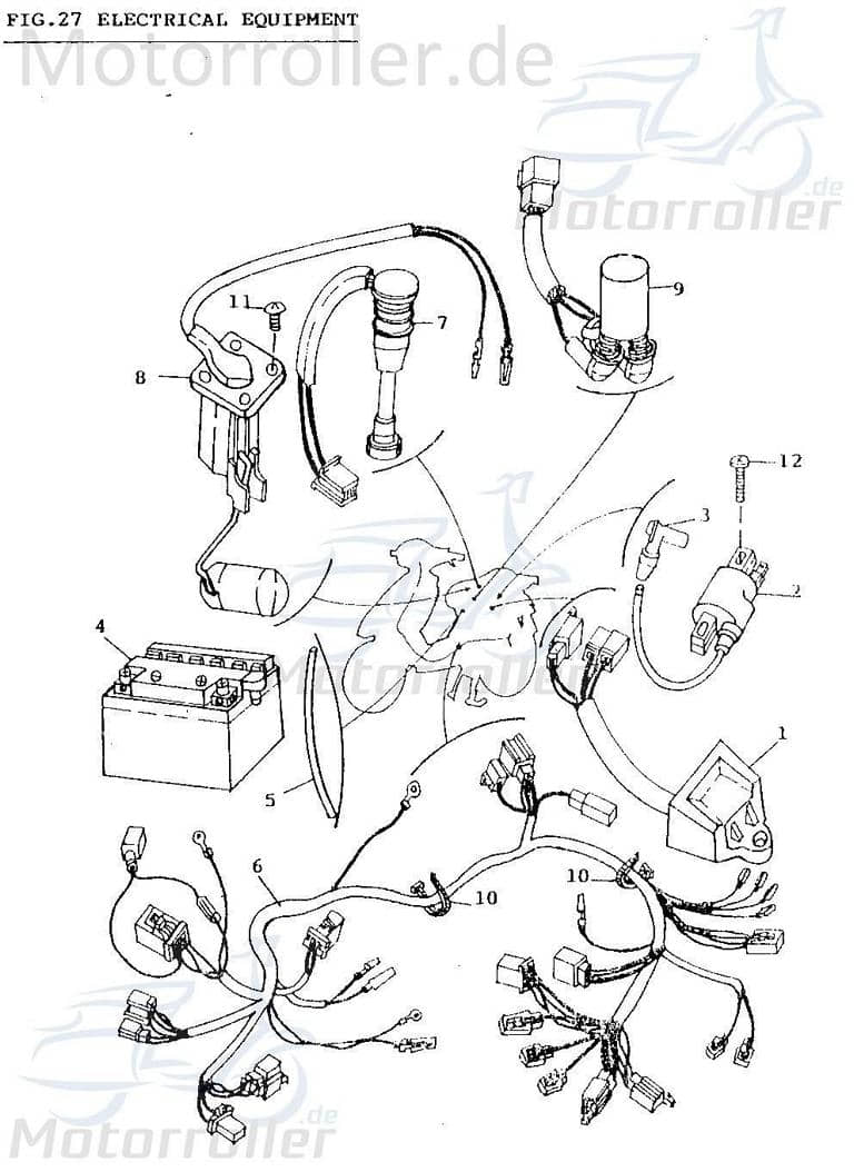 Zündspule 1 Pin und Zündkabel 50ccm 2Takt Rex RS900 16778 Motorroller.de Zündung Zündmodul Kerzenstecker Zünd-Kabel Zünd-Spule Kerzen-Stecker 1E40QMB