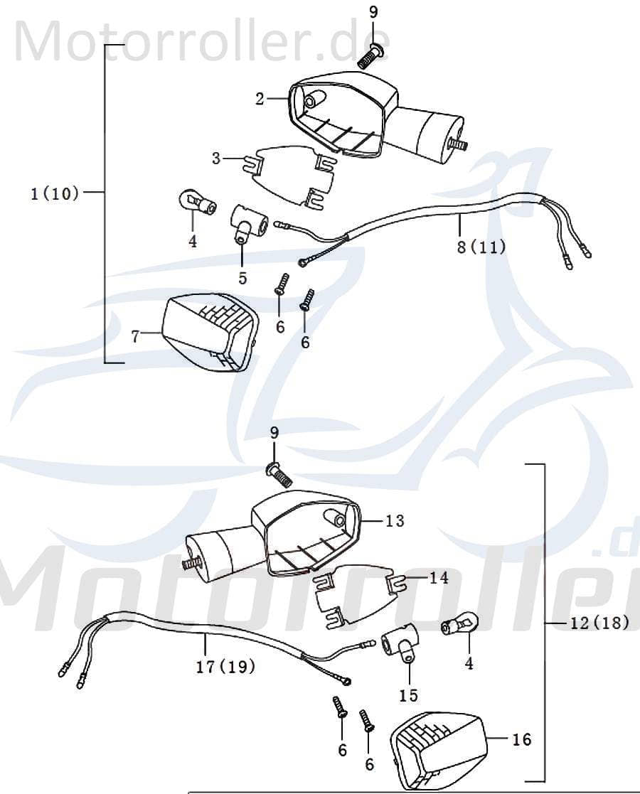 Kreidler STREET 125 DD Blinkerglas 125ccm 4Takt FIG.C8-7A Motorroller.de Blinker-Glas Blinker-Abdeckung Blinkerabdeckung Blinkerkappe Blinker-Kappe