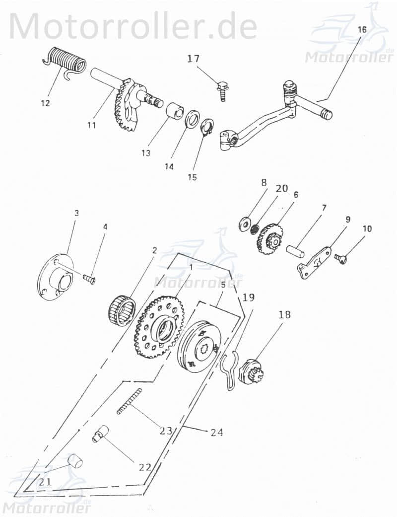 Kickstarterfeder Rückholfeder Torsionsfeder ABR-28223-104-001 Motorroller.de Spannfeder Federklammer Haltefeder Kickstarter-Feder Rückzugfeder Mokick