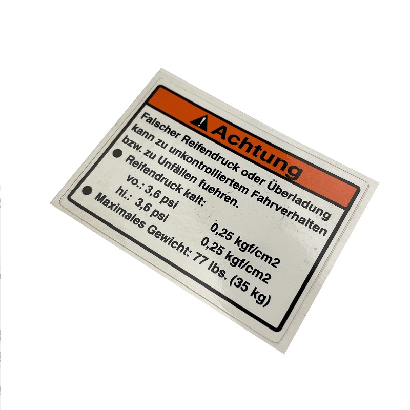 Aufkleber Hinweise Reifendruck Sticker Warnhinweisschilder 94320