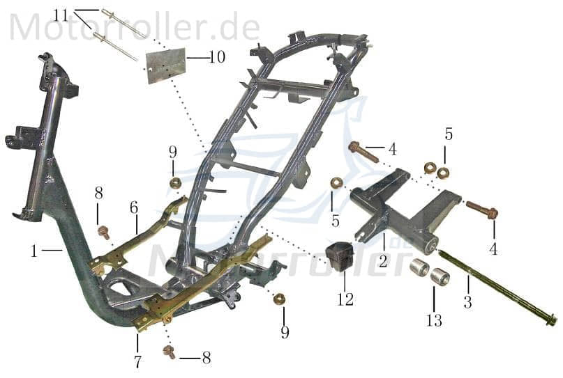 Motorhalterachse M10x1.25x245mm AGM Steckachse 50ccm 4Takt Motorroller.de Motorachse Motorträgerachse Motorschwingenachse Motorwippenachse 139QMB