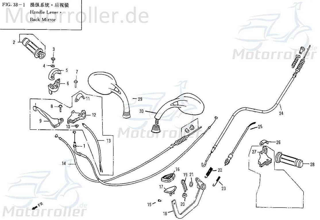 Rex RS460 Bremslichtschalter links rechts Schalter Motorroller.de Bremsschalter 50ccm 4Takt 139QMB JSD50QT-13 50cc 4T 139QMA Stop-Schalter