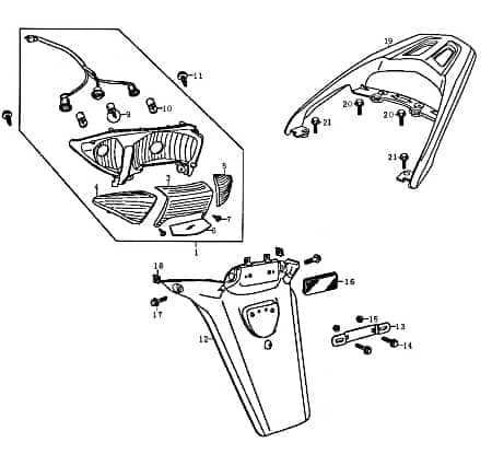 Kreidler Florett RMC 50F Reflektor 125ccm 4Takt FIG25-6 Motorroller.de Strahler Rückstrahler Seitenreflektor 125ccm-4Takt Motorrad Moped Ersatzteil