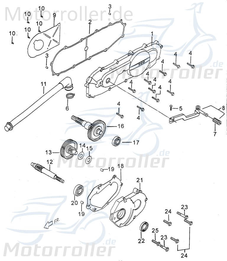 PGO Motorgehäusedeckel links silber 50ccm 2Takt 125ccm 4Takt Motorroller.de Motordeckel Kurbelgehäusedeckel 110ccm-2Takt Scooter T-Rex 125 PMX 110