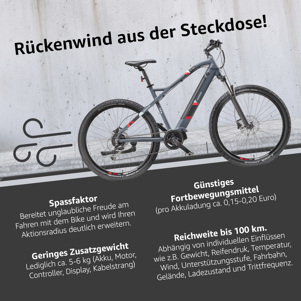 E-Bike Telefunken M925 Aufsteiger Elektrofahrrad MTB-Pedelec graphit 29" RH 51cm E-Fahrrad Mountainbike