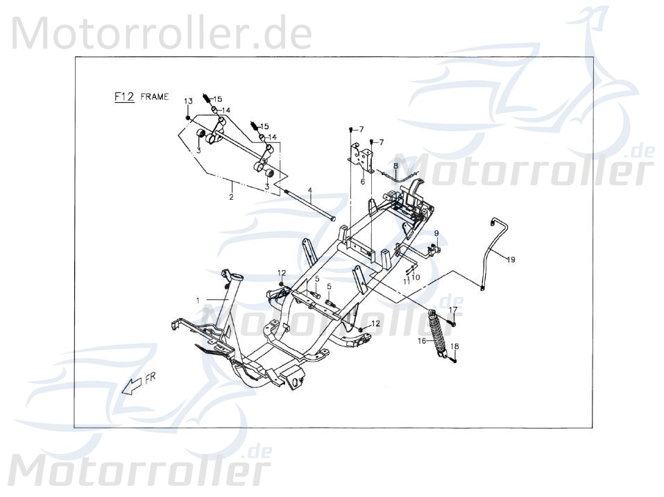 PGO Federbein hinten rot PMX 110 Stoßdämpfer Feder-Bein P2481001100 Motorroller.de Gabel-Bein Stoß-Dämpfer PGO 110ccm-2Takt PMX 50 Mokick Ersatzteil