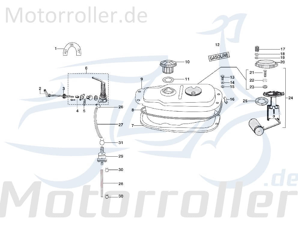 Tankdeckel 125ccm 4Takt Kreidler STAR Deluxe 4S 125 C-3723162 Motorroller.de Schraubdeckel Tankverschluss Tank-Verschluss Schraub-Deckel Tank-Deckel