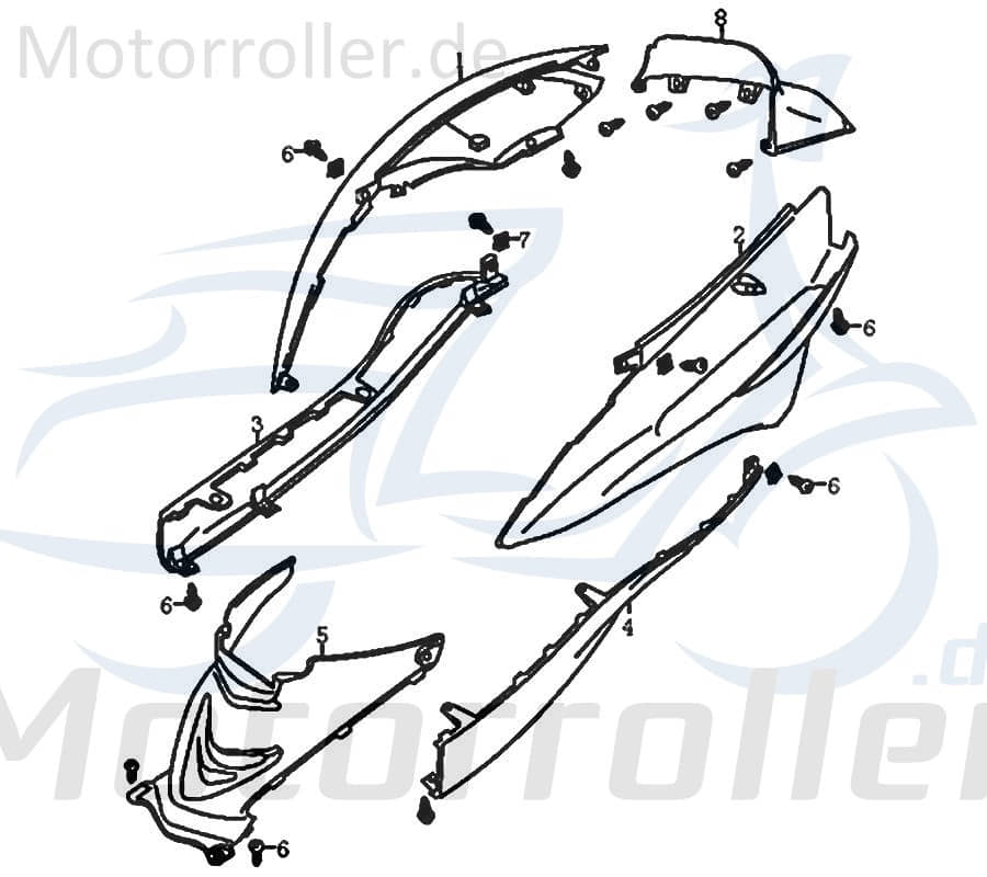 Kreidler Florett RMC-F 50 125 Heckverkleidung rechts silber 81879 Motorroller.de Seitenteil Seitenverkleidung Seitenabdeckung Heckabdeckung
