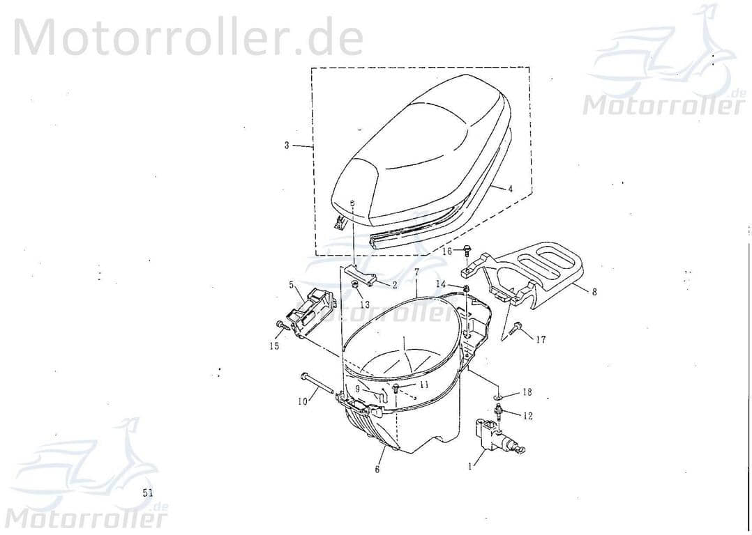 SMC Kontra B 50 Helmfach Stauraum 50ccm 2Takt 52830-NAF-00 Motorroller.de Staufach Handschuhfach Gepäckraum Gepäckfach Helmraum Kontra B 50 50kmh