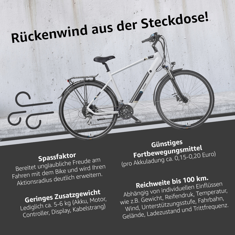 E-Bike Telefunken XC941 Expedition Elektrofahrrad Trekking-Pedelec kreide 28" RH 50cm E-Fahrrad Trekkingrad Herrenrad