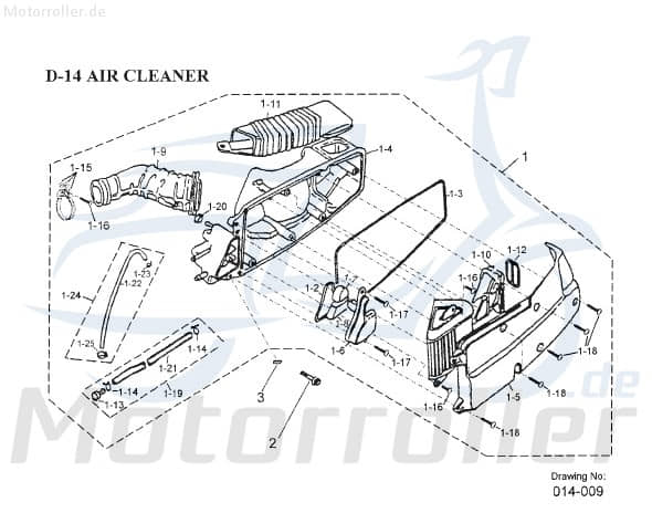 AEON Luftfilterkasten Overland 180 Luft-Filter 180ccm 4Takt Motorroller.de Luftfiltergehäuse Luftfiltermatte Luftfilter-Kasten komplett 125ccm-4Takt