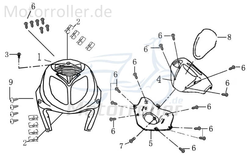 Lenkerverkleidung unten schwarz 50 Jonway 1010301-1