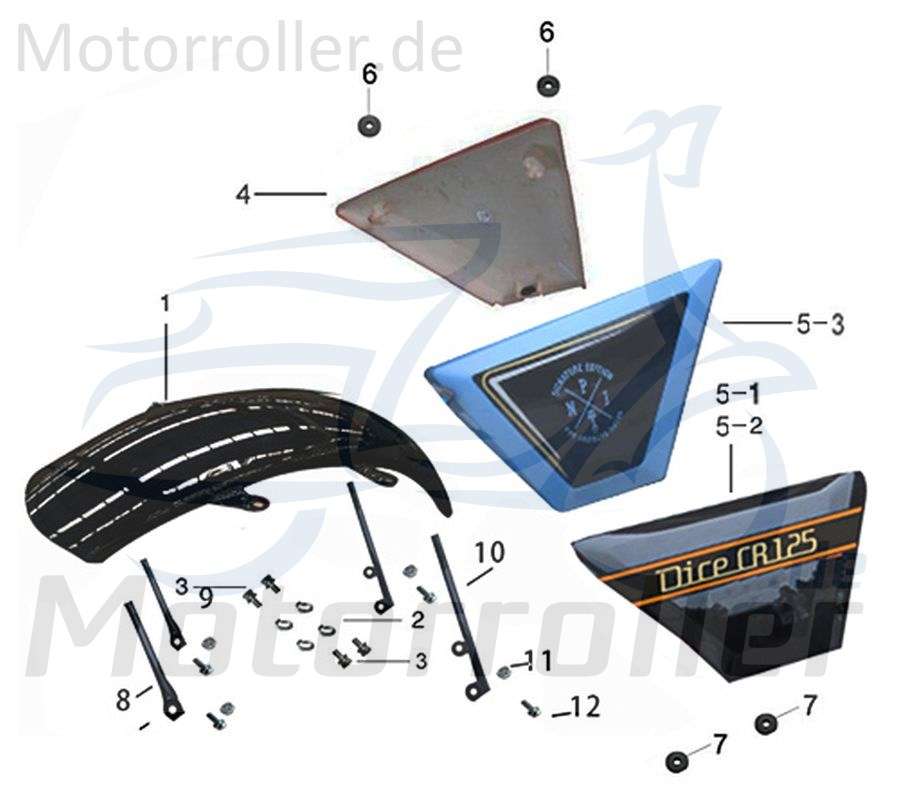 Kreidler DICE CR 125i NPJ Seitenverkleidung links blau 781421 Seitenleiste Seitenabdeckung Seitencover
