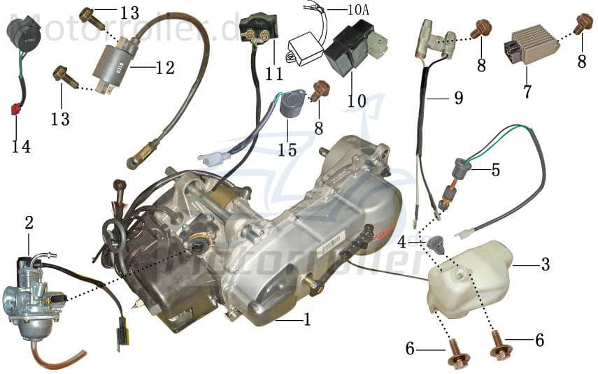 Starterrelais mit Kabel 2+2 polig 12V 150A AC 1060006-1-4T125 Motorroller.de 139QMB 50ccm 4Takt Startrelais Magnetschalter Anlasserrelais 152QMI Moped
