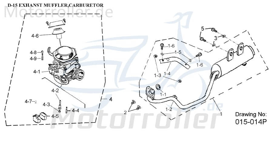 Aeon Overland 180 Vergaser ATV 180ccm 4Takt AEO-16100203-000 Motorroller.de Mikuni Schwimmer-Vergaser Carburetor Carburateur Benzin-Vergaser Quad UTV