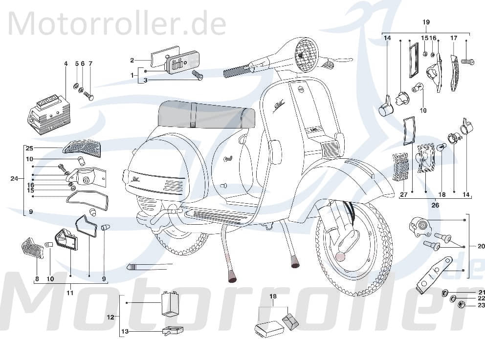 Blinker hinten rechts Kreidler STAR Deluxe 4S 125 C-4727358 Motorroller.de Signalleuchte Blinklicht Blinkleuchte Fahrtrichtungsanzeiger Blinkleuchten
