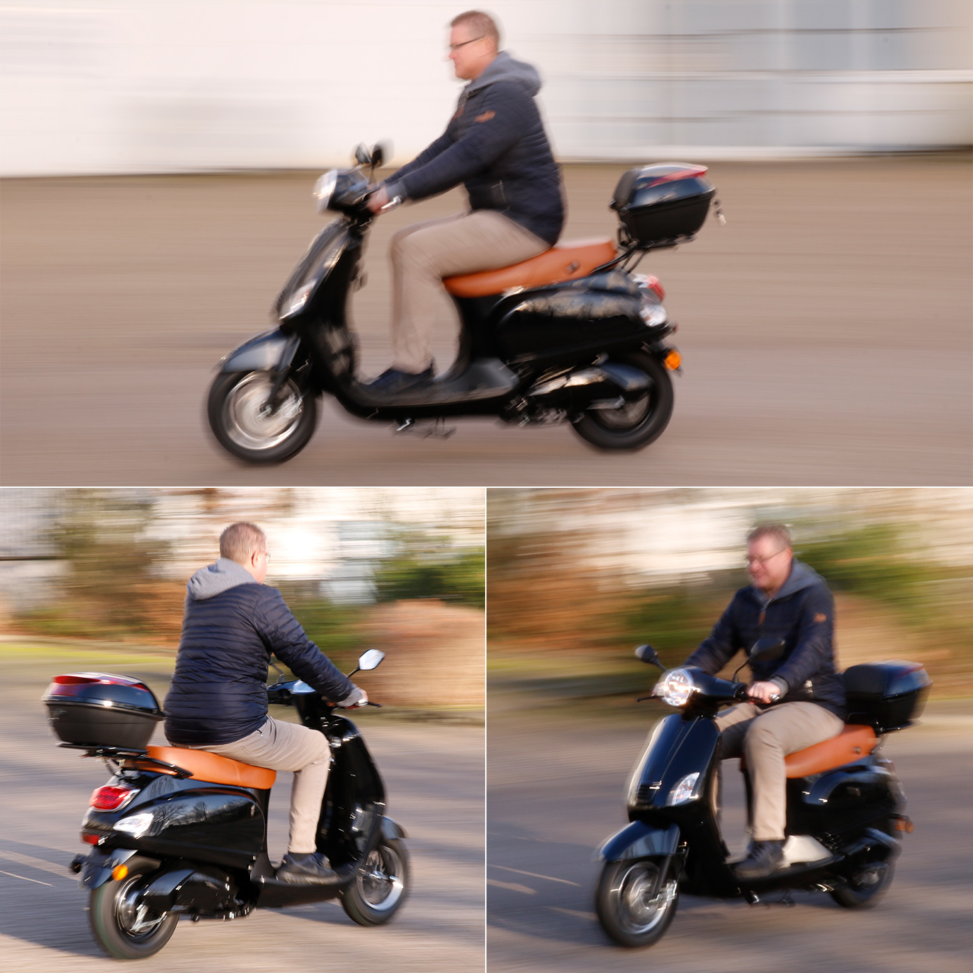 Elektroroller E-City 45 Retro 45 km/h schwarz E-Roller E-Scooter Mokick Motorroller