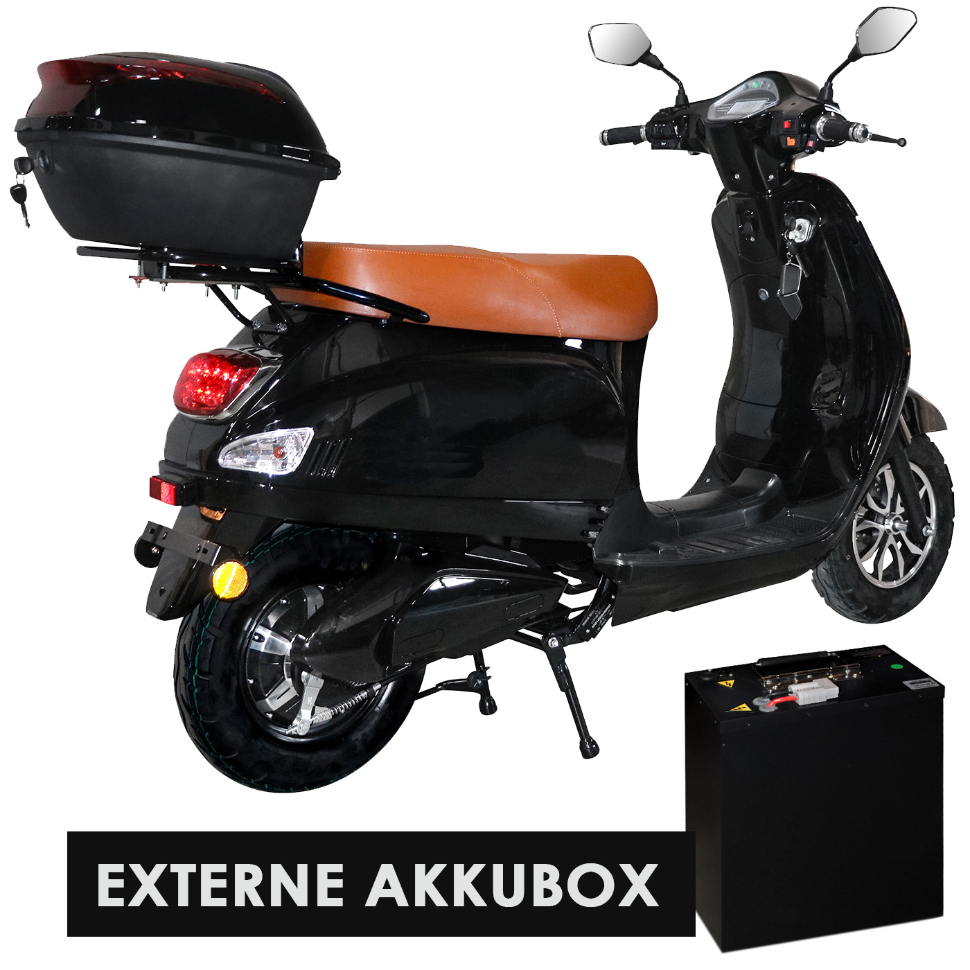 Elektroroller E-City 45 Retro 45 km/h schwarz E-Roller E-Scooter Mokick Motorroller