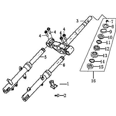 Rex RS1100 Gabelbrücke Radgabel Roller 125ccm 4Takt 701472 Motorroller.de Telegabel Gabel-Brücke Vorderrad-Gabel Joch Vorderradgabel Lenkgabel
