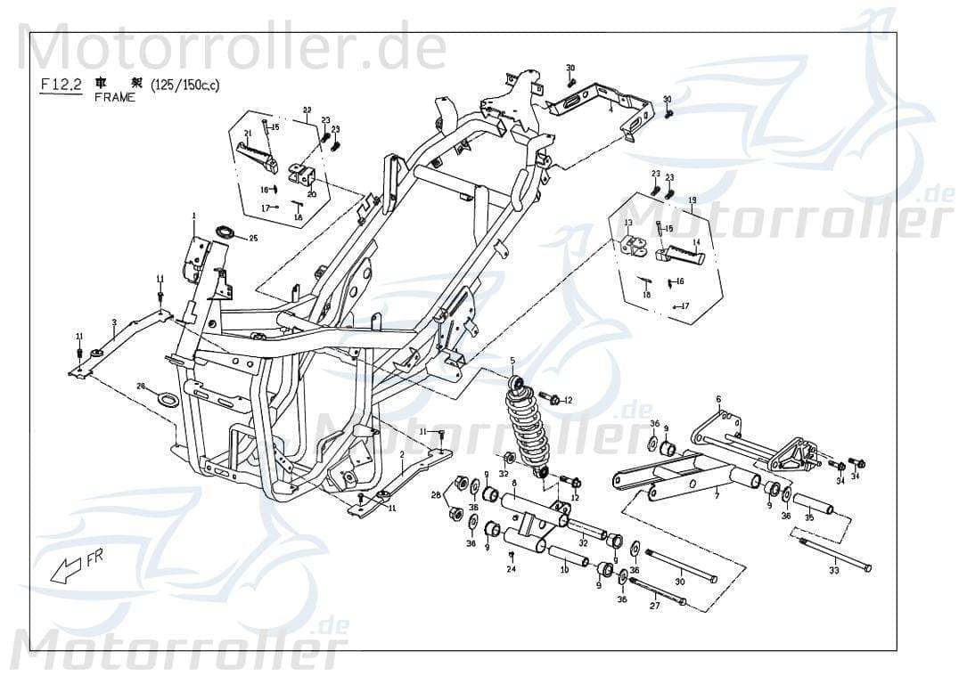 PGO Hinterachsschwinge Ziehgestänge G-Max 50 50ccm 2Takt Motorroller.de Halter Bügel Träger Halterung Haltebügel Befestigungsbügel Halteblech Scooter