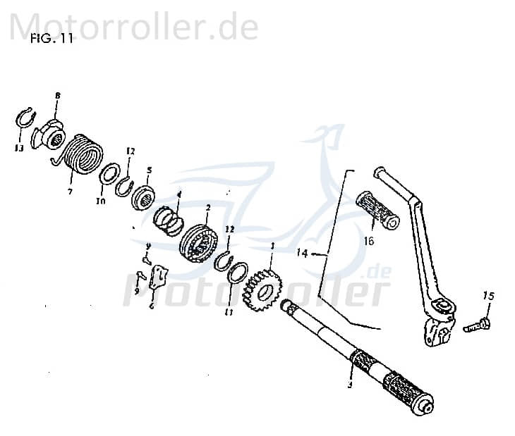 Kickstarterhebel Jincheng TR36L-150100 Motorroller.de