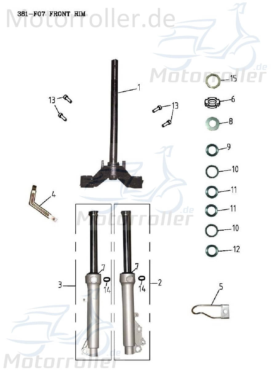 Adly Blizzard GTA 50 Gabelbrücke Roller 50ccm 2Takt 51109-381-000 Motorroller.de Lenkung Lenkstange Lenkwelle Lenk-Stange Zweiradlenker Rollerlenker