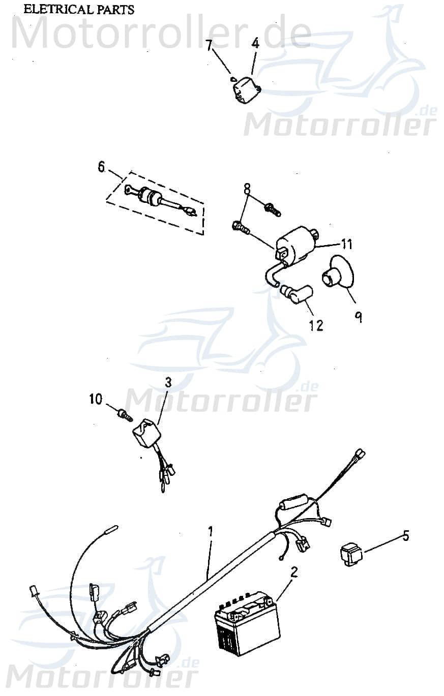 Adly Starterrelais 12V 30A 4-Pol 4x6mm Panther 50 50ccm 2Takt Motorroller.de Startrelais Magnetschalter Anlasserrelais Anlasser-Relais Starter-Relais