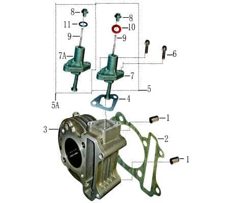 Rex RS750 Kettenspanner 50ccm 4Takt Spannvorrichtung Motorroller.de Steuerkettenspanner 139QMB JSD50QT-13 50cc 4T 139QMA