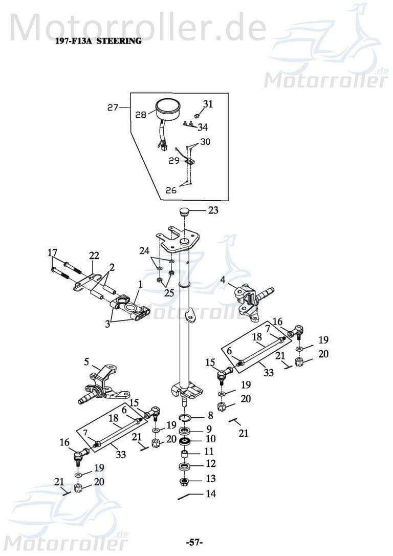 Adly Kreuzgelenk links ATV 50 II Utility XXL AC / 50ccm 2Takt Motorroller.de Achsschenkel komplett Achsschenkel-Kreuzgelenk Achsschenkelkreuzgelenk