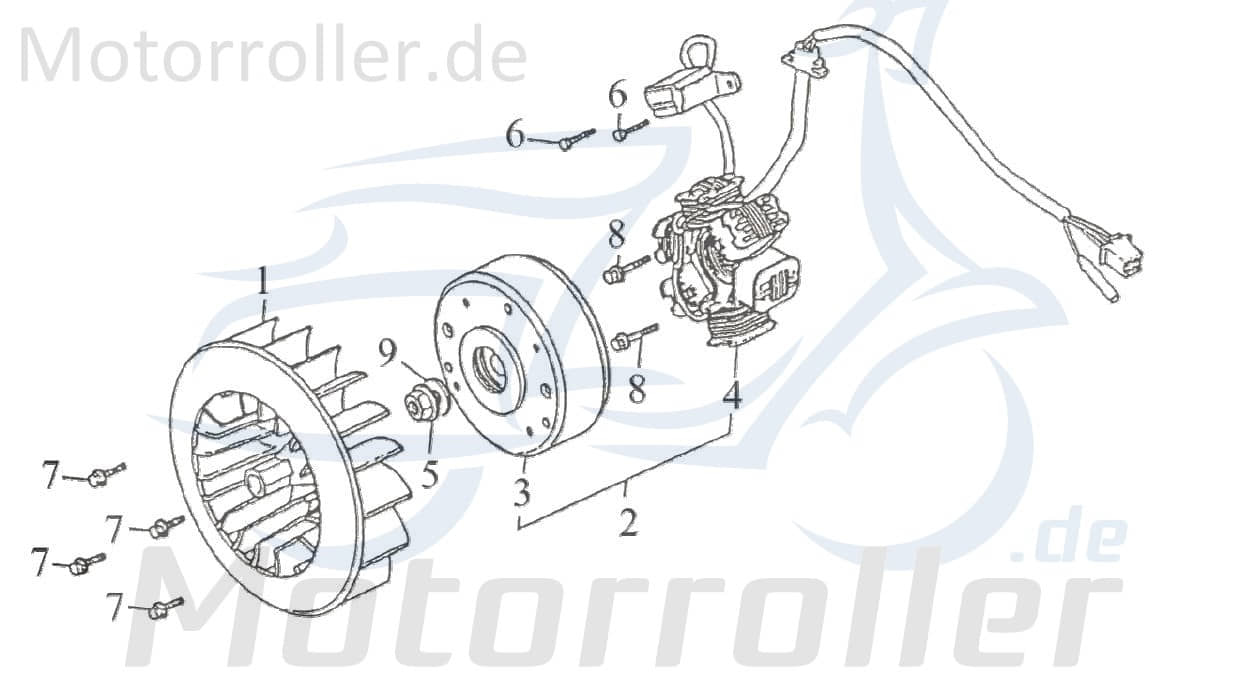 Rex Rexy 125 Schraube 5x12mm Roller 125ccm 4Takt FIG.E8-5 Motorroller.de Bundschraube Maschinenschraube Flanschschraube Flansch-Schraube Bund-Schraube