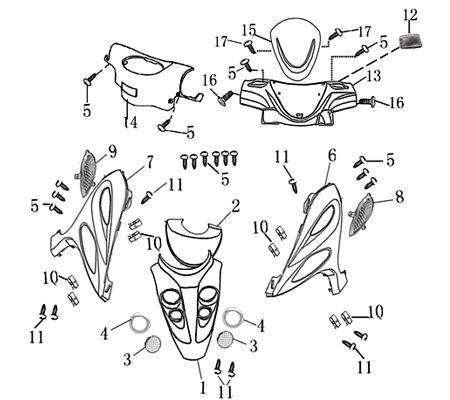 Rex Drive Sport 50 Frontverkleidung 50ccm 2Takt 711141 Motorroller.de Frontschürze Frontmaske Front-Cover Lenkerverkleidung Front-Schürze Wetterschild
