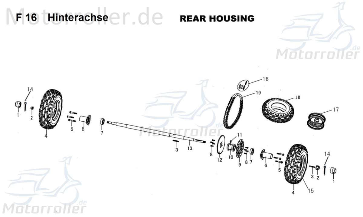 Bundschraube M6x16mm Tongjian Maschinenschraube 150ccm 4Takt Motorroller.de Flanschschraube Flansch-Schraube Maschinen-Schraube Bund-Schraube Buggy