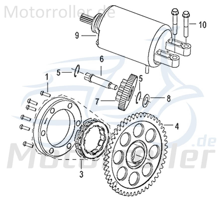 Jonway Insignio 250 DD Zahnrad Kettenrad 250ccm 4Takt 750605 Motorroller.de Anlasserkupplung Steuerrad Ritzel Ketten-Rad Zwischenrad Steuer-Rad